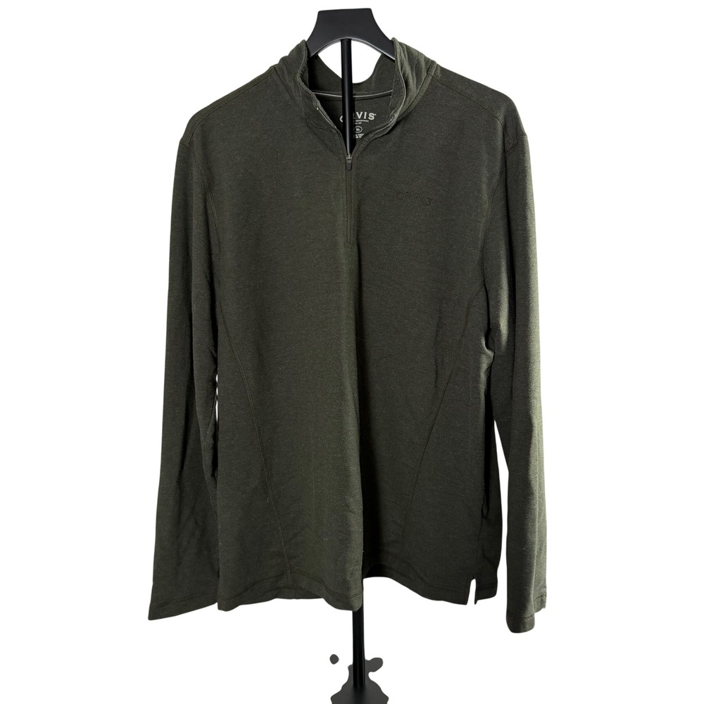 Orvis Classic Collection Mens XL Quarter Zip Pullover Olive Green Heather Shirt‎